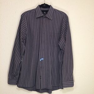 Calvin Klein Mens L grey striped dress shirt (116)